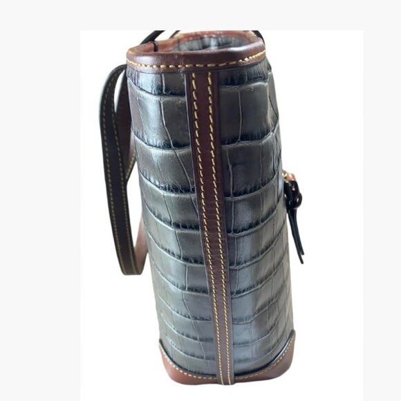 Dooney & Bourke Medium Gray Embossed Mock Croc Bag Tote EUC - Picture 4 of 14